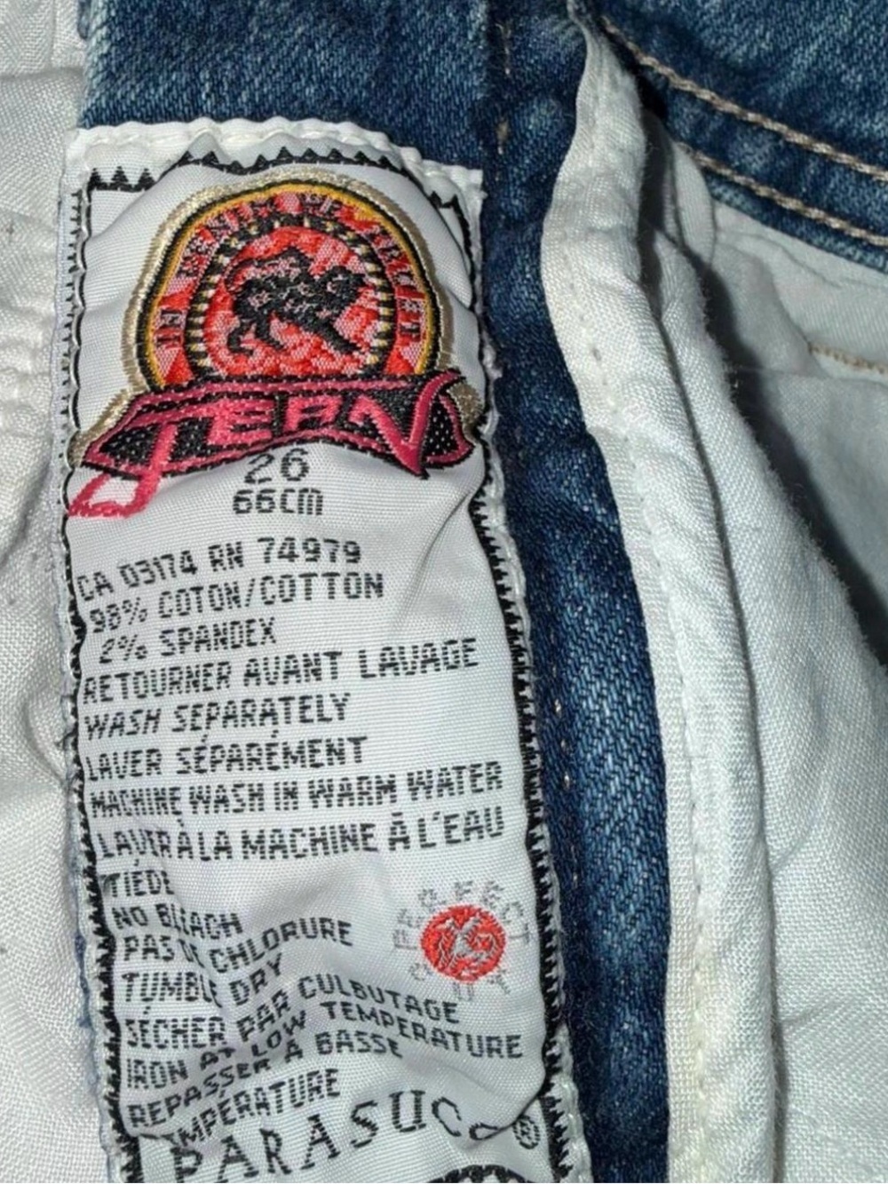 VTG 90s Parasuco Jeans Women 26x30” High Rise Straight Street Couture Hong Kong - Picture 5 of 6